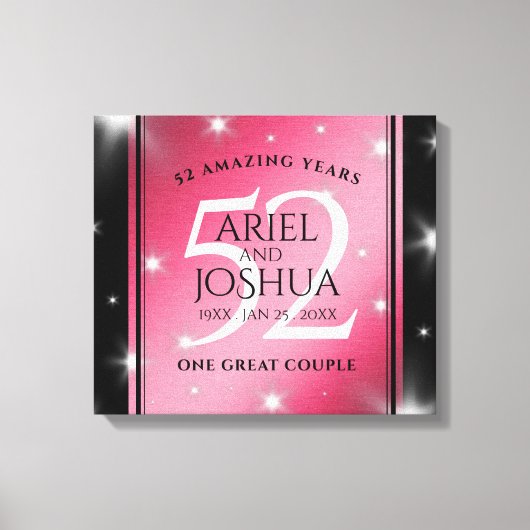 Elegant 52. Star Ruby Wedding Jubiläum Leinwanddruck (Vorderseite)