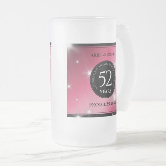 Elegant 52. Star Ruby Wedding Jubiläum Mattglas Bierglas (VorderseiteRechts)