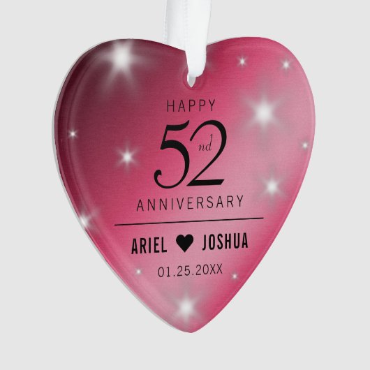 Elegant 52. Star Ruby Wedding Jubiläum Ornament (Vorderseite)