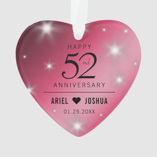 Elegant 52. Star Ruby Wedding Jubiläum Ornament (Rückseite)