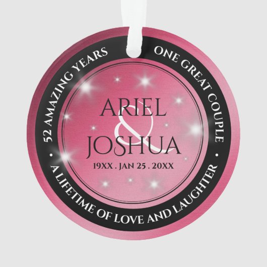 Elegant 52. Star Ruby Wedding Jubiläum Ornament (Rückseite)