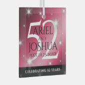 Elegant 52. Star Ruby Wedding Jubiläum Ornament Aus Glas (Vorderseite Rechts)