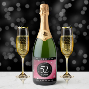 Elegant 52. Star Ruby Wedding Jubiläum Schaumweinetikett