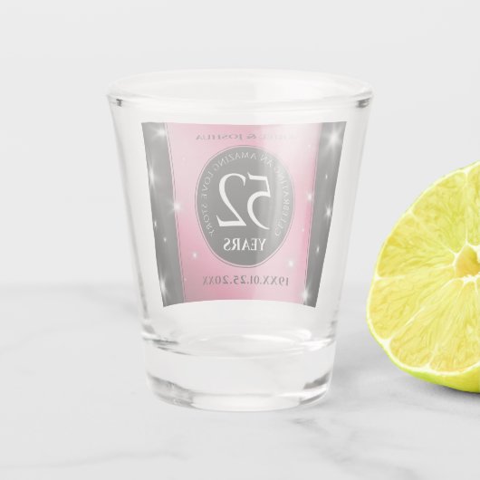 Elegant 52. Star Ruby Wedding Jubiläum Schnapsglas (Rückseite)