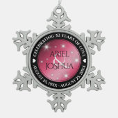 Elegant 52. Star Ruby Wedding Jubiläum Schneeflocken Zinn-Ornament (Vorderseite)