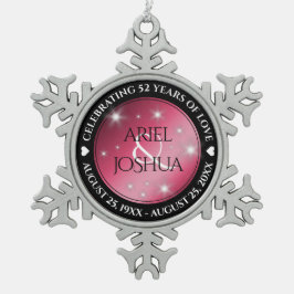 Elegant 52. Star Ruby Wedding Jubiläum Schneeflocken Zinn-Ornament