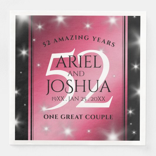 Elegant 52. Star Ruby Wedding Jubiläum Serviette (Vorderseite)