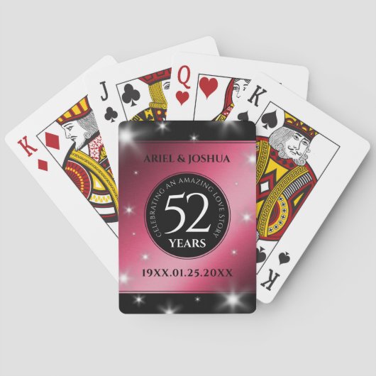 Elegant 52. Star Ruby Wedding Jubiläum Spielkarten (Rückseite)