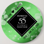 Elegant 55. Emerald Wedding Jubiläum Button (Vorderseite)