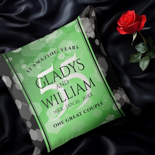 Elegant 55. Emerald Wedding Jubiläum Kissen