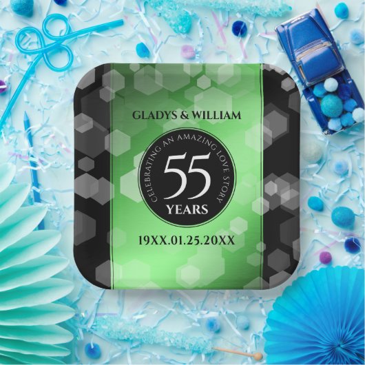 Elegant 55. Emerald Wedding Jubiläum Pappteller (Party)
