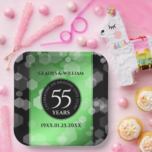 Elegant 55. Emerald Wedding Jubiläum Pappteller (Party)