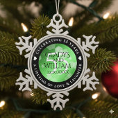 Elegant 55. Emerald Wedding Jubiläum Schneeflocken Zinn-Ornament