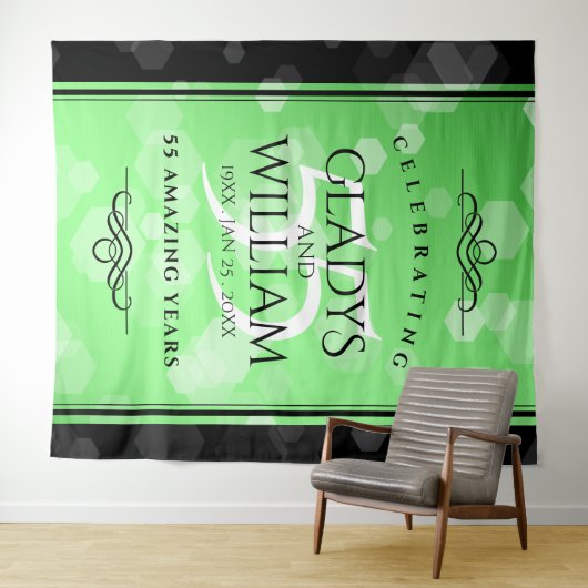 Elegant 55. Emerald Wedding Jubiläum Wandteppich (Beispiel (Horizontal))