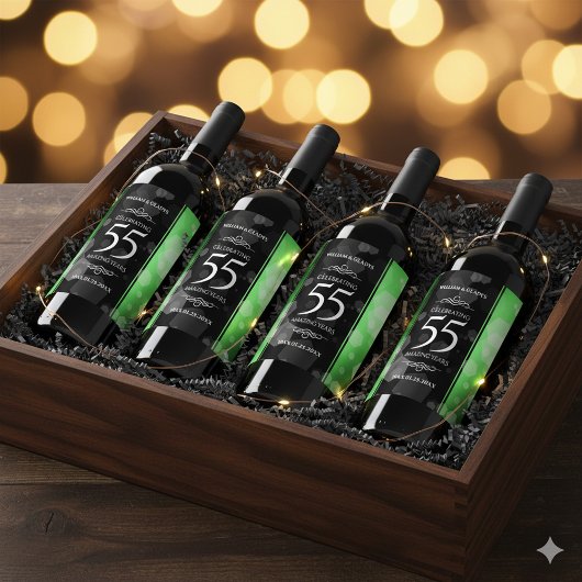 Elegant 55. Emerald Wedding Jubiläum Weinetikett