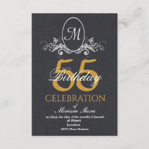 Elegant 55. Geburtstagsparty Textured Invite Einladung