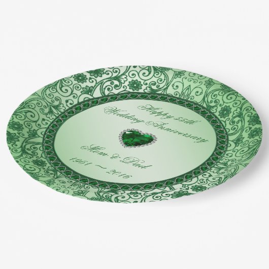 Elegant 55. Hochzeitspapier Pappteller (Schrägansicht)