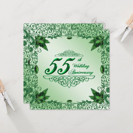 Elegant 55. Hochzeitstag 5.25x5.25 Einladung (Vorderseite/Rückseite Beispiel)