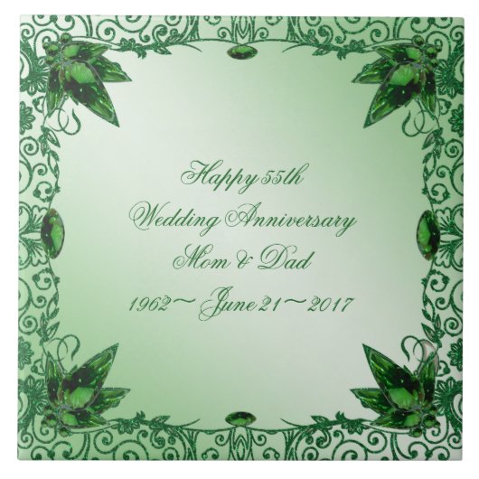 Elegant 55. Hochzeitstag Fliese (Vorderseite)