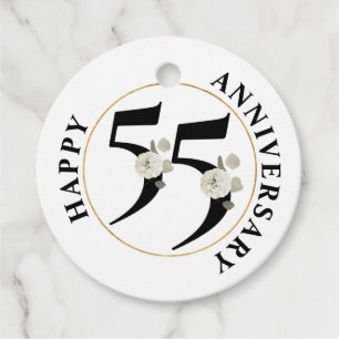 Elegant 55. Jubiläum Floral Gefallen Tags Geschenkanhänger