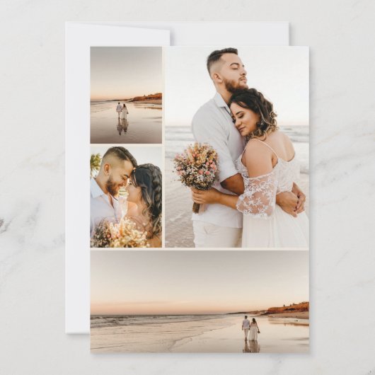 Elegant 5 Foto Collage Script kalligraphische Hoch Save The Date (Rückseite)