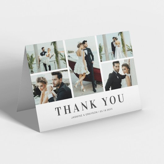 Elegant 5 Foto Hochzeit Dankeskarte