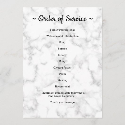 Elegant 5-Foto-Reihenfolge Dienstdenkmal Beerdigun Programm (Rückseite)