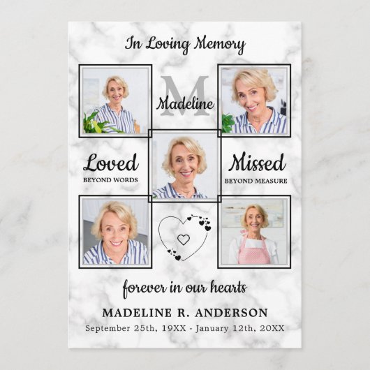 Elegant 5-Foto-Reihenfolge Dienstdenkmal Beerdigun Programm (Vorderseite)