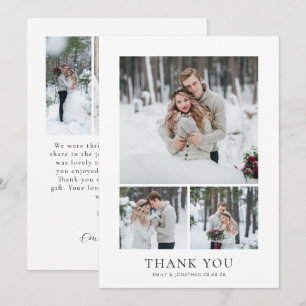 Elegant 5 Fotos Collage Wedding Vielen Dank Karte