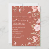 Elegant 5. Geburtstag Einladungen Floral Chic (Vorderseite)