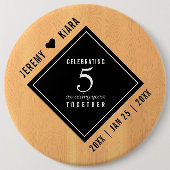 Elegant 5. Hochzeitstag Button (Vorderseite)