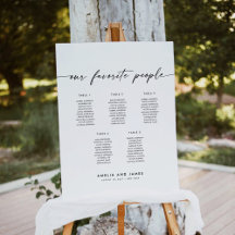Elegant 5 Tables Favorite People Seating Chart