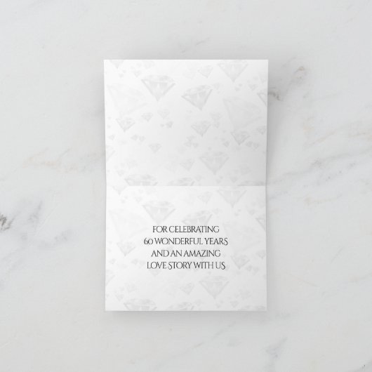 Elegant 60. 75. Diamond Wedding Jubiläum Dankeskarte (Innenseite)