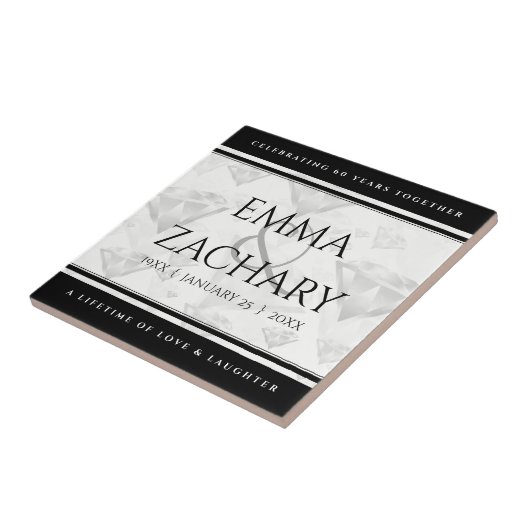 Elegant 60. 75. Diamond Wedding Jubiläum Fliese (Seite)