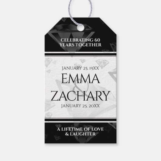 Elegant 60. 75. Diamond Wedding Jubiläum Geschenkanhänger (Vorderseite)