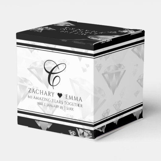 Elegant 60. 75. Diamond Wedding Jubiläum Geschenkschachtel (Rückseite)