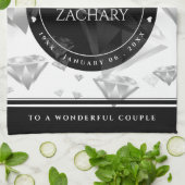 Elegant 60. 75. Diamond Wedding Jubiläum Geschirrtuch (Gefaltet)