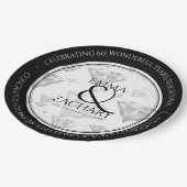 Elegant 60. 75. Diamond Wedding Jubiläum Pappteller (Schrägansicht)