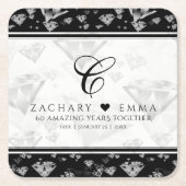 Elegant 60. 75. Diamond Wedding Jubiläum Rechteckiger Pappuntersetzer (Vorderseite)