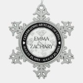 Elegant 60. 75. Diamond Wedding Jubiläum Schneeflocken Zinn-Ornament (Vorderseite)