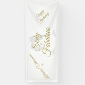 Elegant 60 and Fabulous Birthday Party White Gold  Banner (Vertikal)