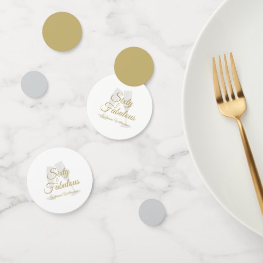 Elegant 60 and Fabulous Birthday Party White Gold Konfetti (Gruppe)