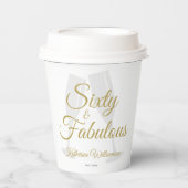 Elegant 60 and Fabulous Birthday Party White Gold  Pappbecher (Vorderseite)