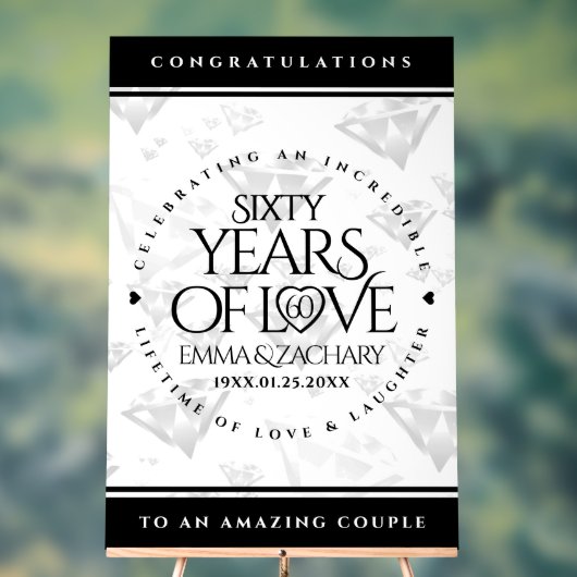 Elegant 60. Diamond Wedding Jubiläum Acrylschild (Neutral)
