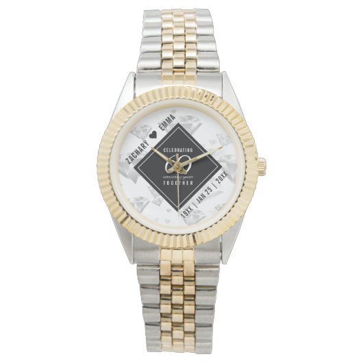 Elegant 60. Diamond Wedding Jubiläum Armbanduhr (Vorderseite)