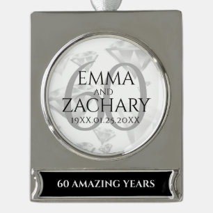 Elegant 60. Diamond Wedding Jubiläum Banner-Ornament Silber