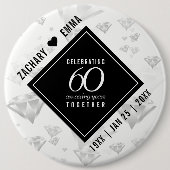 Elegant 60. Diamond Wedding Jubiläum Button (Vorderseite)