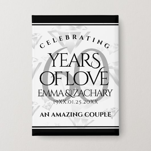 Elegant 60. Diamond Wedding Jubiläum Button (Vorderseite)