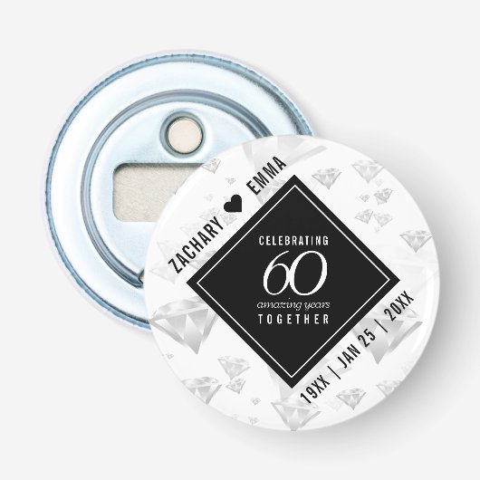 Elegant 60. Diamond Wedding Jubiläum Flaschenöffner (Vorderseite)