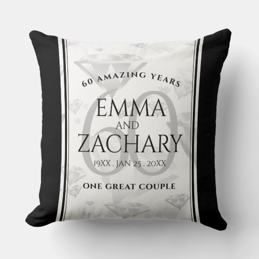Elegant 60. Diamond Wedding Jubiläum Kissen (Vorderseite)